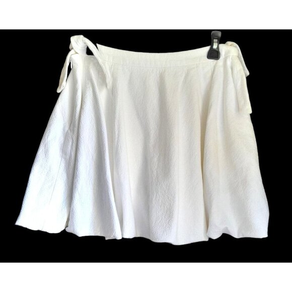 Womens Size 8 Coquette Casual Tie Accent Textured Summer Mini Skirt Cream - Picture 5 of 10